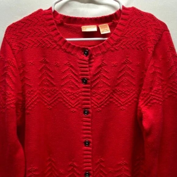 Vintage Northcrest Classic Cardigan Sweater Women's Large 14-16 Red Holiday GUC - Picture 2 of 10